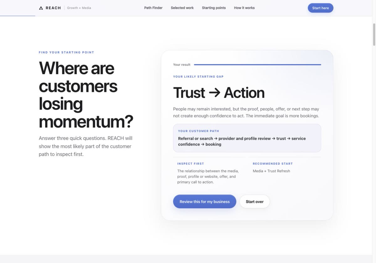 REACH Path Finder result on desktop